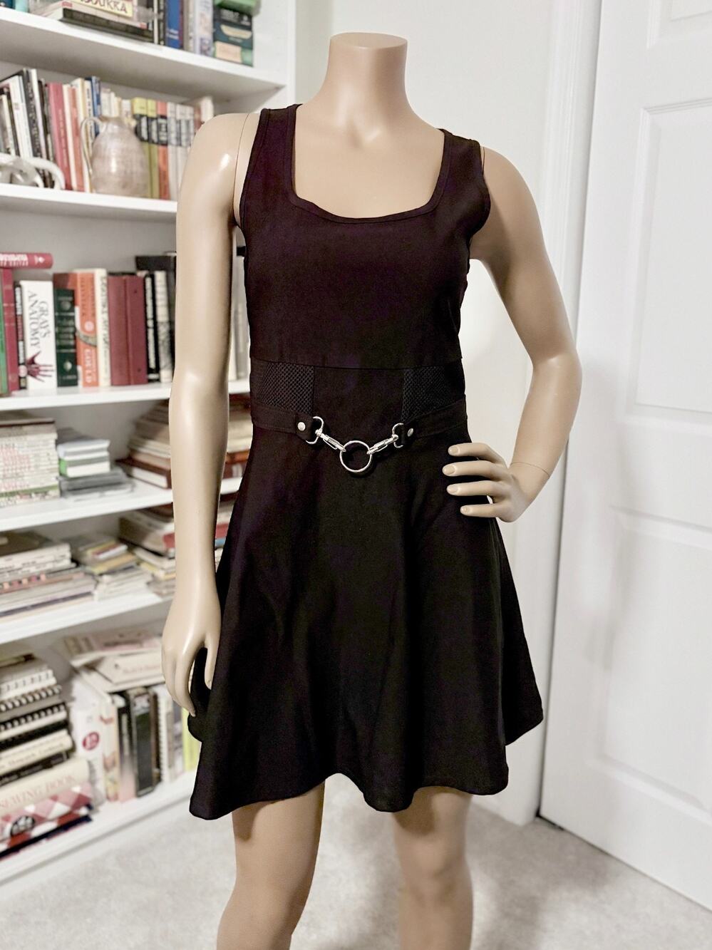 Killstar Thunderstruck O Ring Dress L Black Mesh Skater Gothic Punk NWT